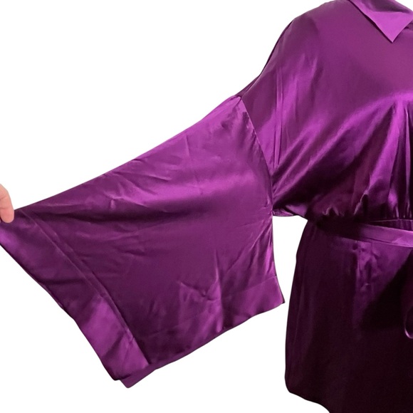 Retrofete NWT Scottie Dress Women’s Size XL Deep Purple Silk Satin Dolman Sleeve - Picture 7 of 11